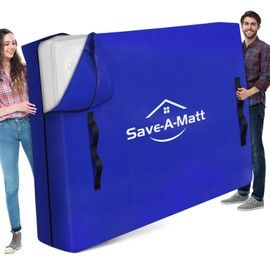 SaveAMatt Mattress Bags for Moving - Extra Thick & Durable Queen Mattress Cover for Moving - Reusable Waterproof Tarp Mattress Protector with Heavy Duty Handles (82’’x62’’x15’’ Queen Size)