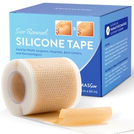 Aroamas - Hojas de silicona para cicatrices - Cinta de silicona para cicatrices - 1.6 x 60 pulgadas para suavizar y aplanar cicatrices, sección C, queloide, cirugía, reutilizable y lavable