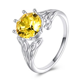 YFN Citrine Ring Sterling Silver November Birthstone Ring Citrine Jewellery for Women November Birthday Gifts