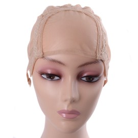 YANTAISIYU 4X4 Inch U Part Swiss Lace Wig Cap for Making Wigs with Adjustable Straps on the Back Glueless Hairnets (Blonde M)