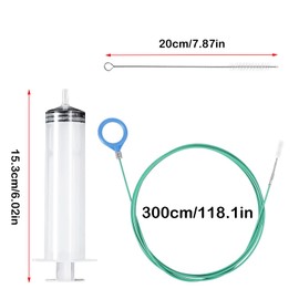 Nexolia 118 Inch Long Auto Sunroof Drain Cleaning Tool Tube Cleaner with Tube Cleaning Brush and Syringe for Car Sunroof Trunk Windshield Drain Hose Cleaning ﻿