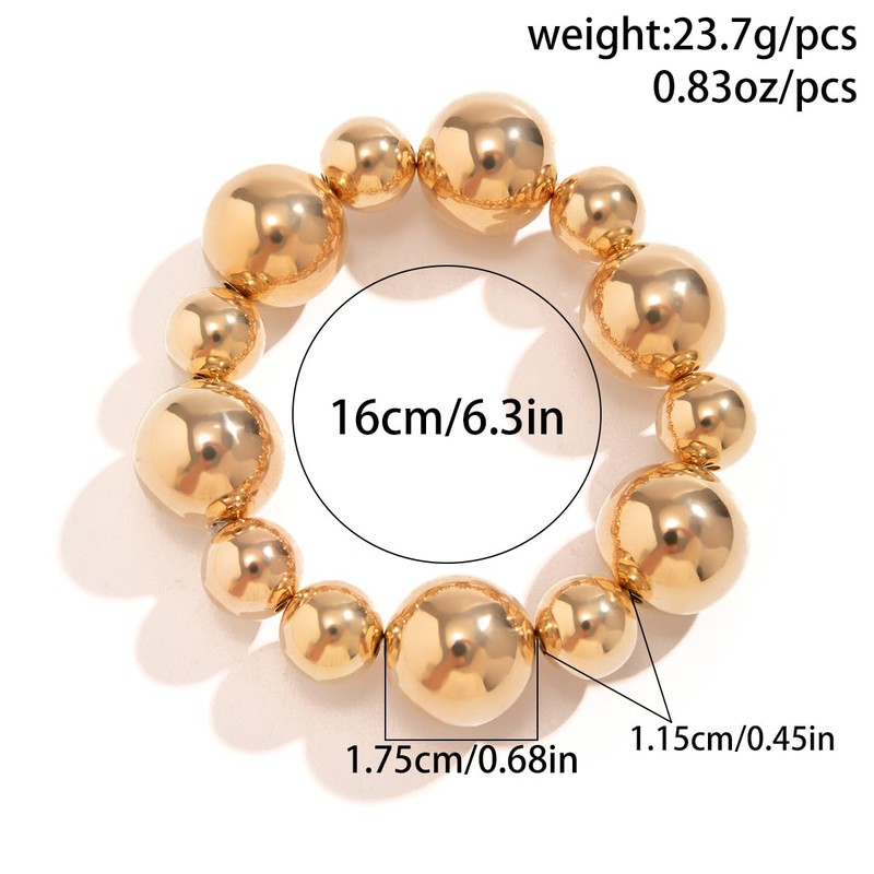 Statement Gold Beaded Bracelets for Women Strand Tarnish Chunky Dainty