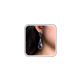 Aneneiceera Vintage Drop Earrings Sapphire Silver Blue Crystal Drop Earrings Blue Rhinestone Earrings Pear Blue CZ Earrings Jewellery for Women and Girls (Blue), Zinc