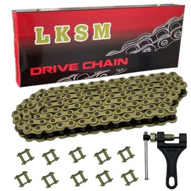 LKSM 428H Motorcycle Gold Chain 116 Links with Chain Breaker Tool for 110cc 125cc TTR125 YZ85 CB125 Apollo RFZ DB-X18 DB-X19 Suzuki JR80 RM85 TaoTao Chinese Pit Dirt Bike 4 Wheeler ATV