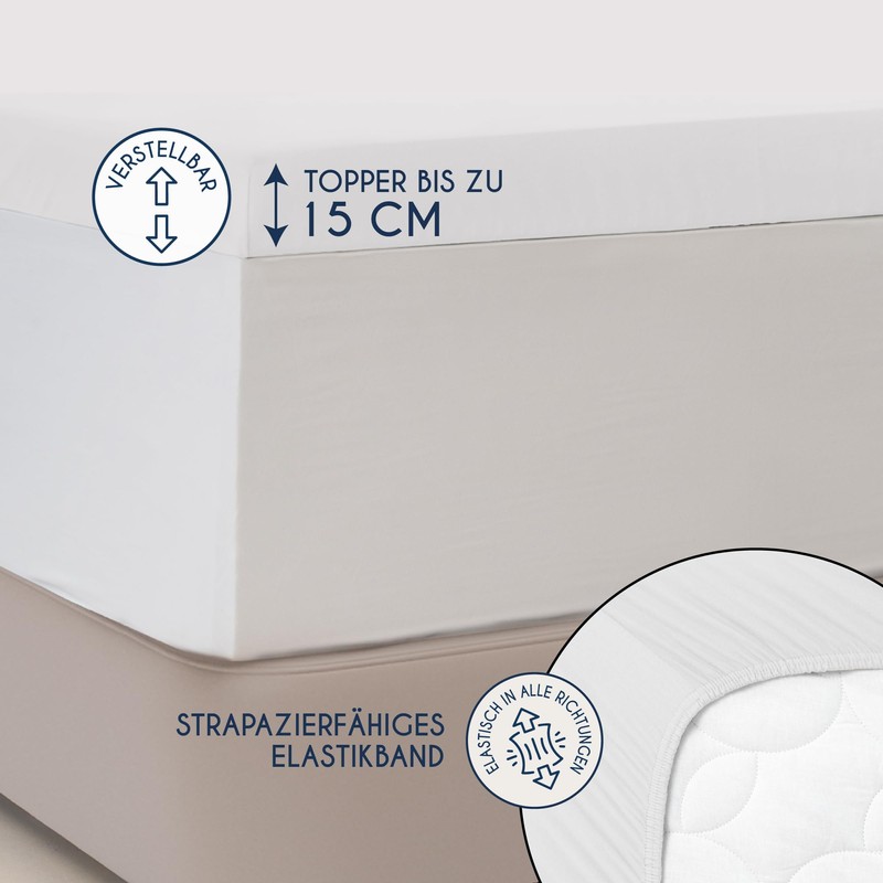 Dreamzie Premium topper fitted sheet, 140 x 200 cm, 160