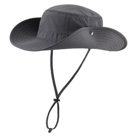Connectyle Unisex UPF 50+ Wide Brim Sun Hat, Breathable, Safari Hat, Fishing Hat, Boonie Hat, gray (dark gray), Free size