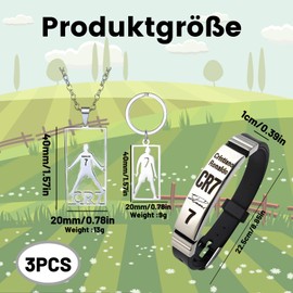 RNXSIB Bracelet Set with, Necklaces for Boys, Necklace and Key Ring, Stylish and Simple, Suitable for Men and Women, Design Are Stylish and Simple, Essential for Football Fans, Stainless Steel