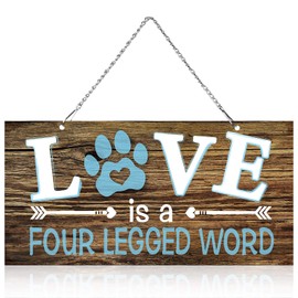 Love is a Four Patged Word Pet Paw - Placa decorativa de metal para colgar en la pared, para amantes de los perros (10 x 5 pulgadas)