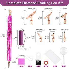 Sheryl&Rain 22Pcs Diamond Painting Pens Kits, Diamond Art Pens Metal Tips with Roller, Clay, Pin, Brush, Magnifier, Ergonomic 5D Dimond Painting Accessories Tools for DIY Crystal Drill Bead(Purple)