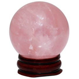 mookaitedecor Natural Crystal Ball with Wood Stand,Healing Crystals Sphere Sculpture Home Decoration(Rose Quartz,2.35"-2.55")