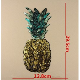 1pc Jumbo Pineapple Iron on Patches Fruit Sequin Embroidered Appliques Sew on Applique for Clothing Outfit Ornament Backpack Embellishment