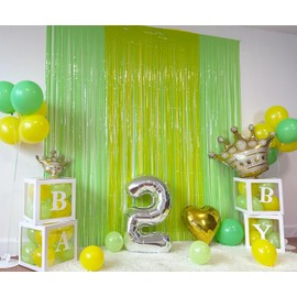 3 Pack Green and Light Green Foil Fringe Curtains for Princess Theme Party Decorations,Tinsel Fringe Photo Backdrop Streamer for Birthday Party Supplies