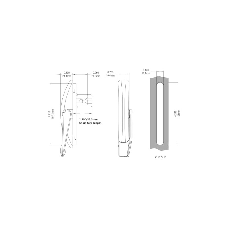 ACME window hardware Multi Point Locking Handle, Short Fork Length,