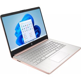 HP 14" HD Laptop | Quad-core Intel Celeron Processor | Intel UHD Graphics| HDMI 1.4 | Rose Gold| 4GB RAM | 128GB SSD | Windows 11 S | Bundle with 64GB USB Flash Drive
