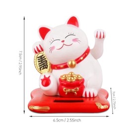 GAHQB Lucky Cat Waving Arm, Solar Powered Lovely Chinese Cat, Cute Waving Cat for Fortune Money and Good Luck, Maneki Neko Fengshui Lucky Cat for Home Display/Car Decor