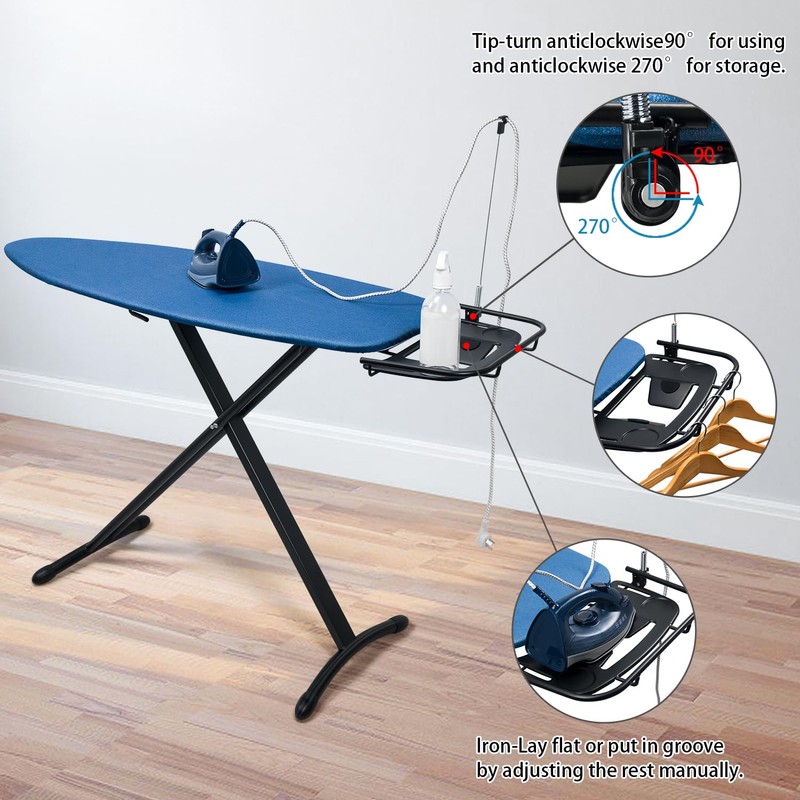 Duwee 18"x48" Deluxe Ironing Board with Retractable Iron Rest,Extra Wide