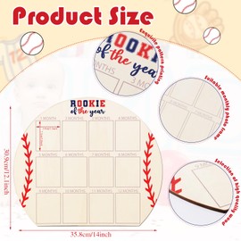YLOLUL My First Year Photo Board Baseball Baby’s First Year Photo Frame,Rookie of The Year first Birthday, 12 Monthly Milestones Birthday Decor
