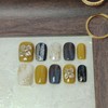 Short Square Press on Nails 3D Flower False Nails with