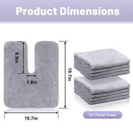 mekueeex 12 PCS U-Shaped Facial Towels, Facial Towels Split Design, Soft Esthetician Towel, Facial Stem Massage Cleansing Towel, Coral Fleece Face Cloth for Beauty Salons, Skin Care, SPA Centers