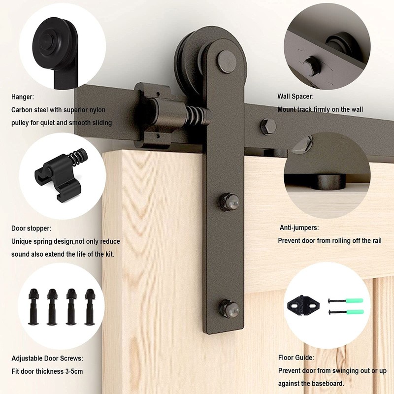 CCJH Sliding Barn Door Hardware Kit 4FT Track for Max