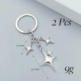 HLMYER 2 Pcs Star Keyrings,Cute Bag Charm,Cute Keychain Y2K Backpack,Vintage Aesthetic Accessories Gift,Fashion Pendant Keyring,Lucky Star Key Chain Gift for Family Friends Bags Luggage Keys