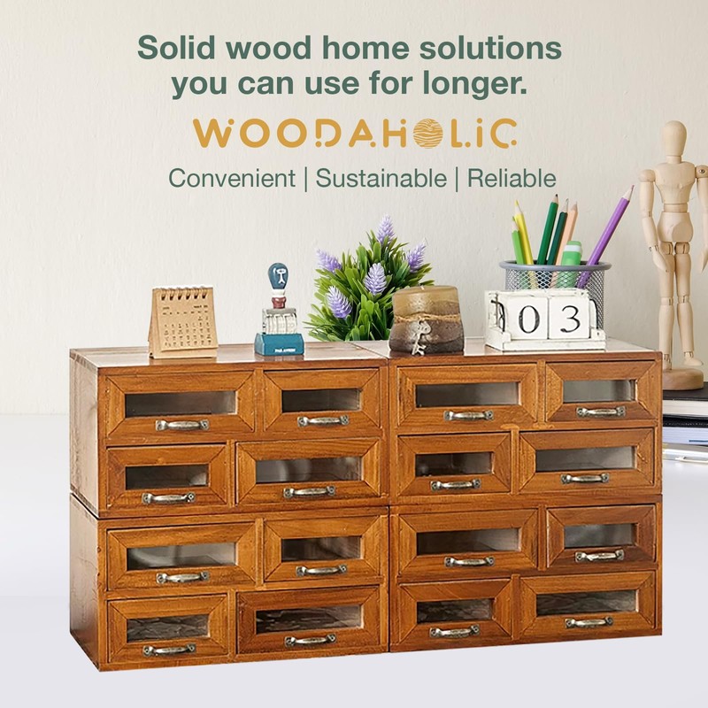 Set of 4 Store and Display Wooden Desktop Organizing Cabinets