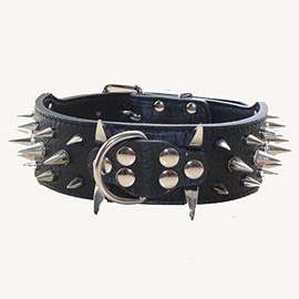 Collar de perro afilado con tachuelas de 2 pulgadas de ancho, elegante collar de cuero para perros medianos y grandes, Pitbull, labrador, boxer, Rottweiler, pastor alemán (negro, XL)