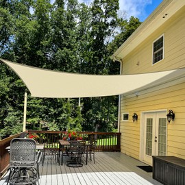 TANG Sunshades Depot Beige 14' x 14' Sun Shade Sail Square Canopy Shade Cover UV Block for Backyard Pergola Porch Deck Garden Patio Outdoor Activities