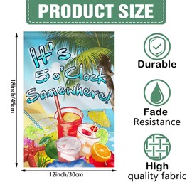 DMERBYL Double Sided Premium Garden Flag, It's 5 o'Clock Somewhere Decorative Garden Flags - Weather Resistant & Double Stitched - 18 x 12.5 Inch