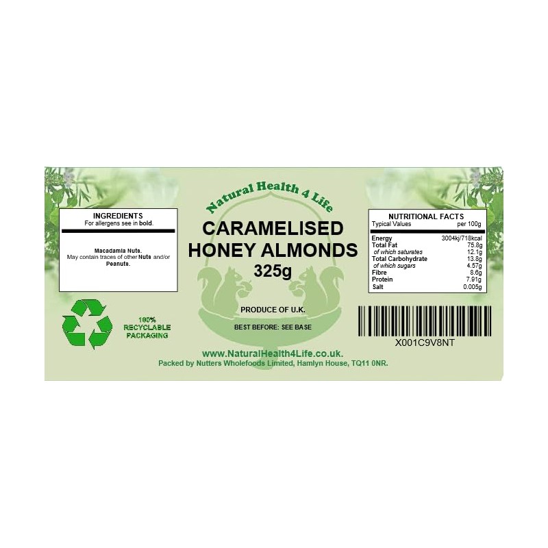 Natural Health 4 Life Snack Nut Caramelised Honey Almond Nuts
