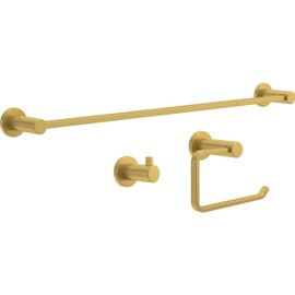 Franklin Brass Kildare (3-Pack) Bathroom Set Satin Gold 18" + 6" Towel Rack, Toilet Paper Holder/Hand Towel Holder, Towel Hook | 3-Piece Bath Hardware Accessories Set KLD63-SG
