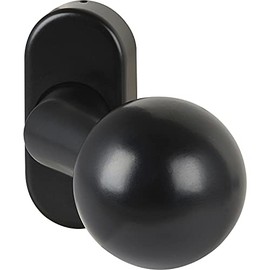 FSB 0 07 0846 42801 8120 Door Knob Fixed Diameter 50 mm Door Handle on Rosette Offset Fire Protection Door Knob Aluminium Jet Black 070846, Silver