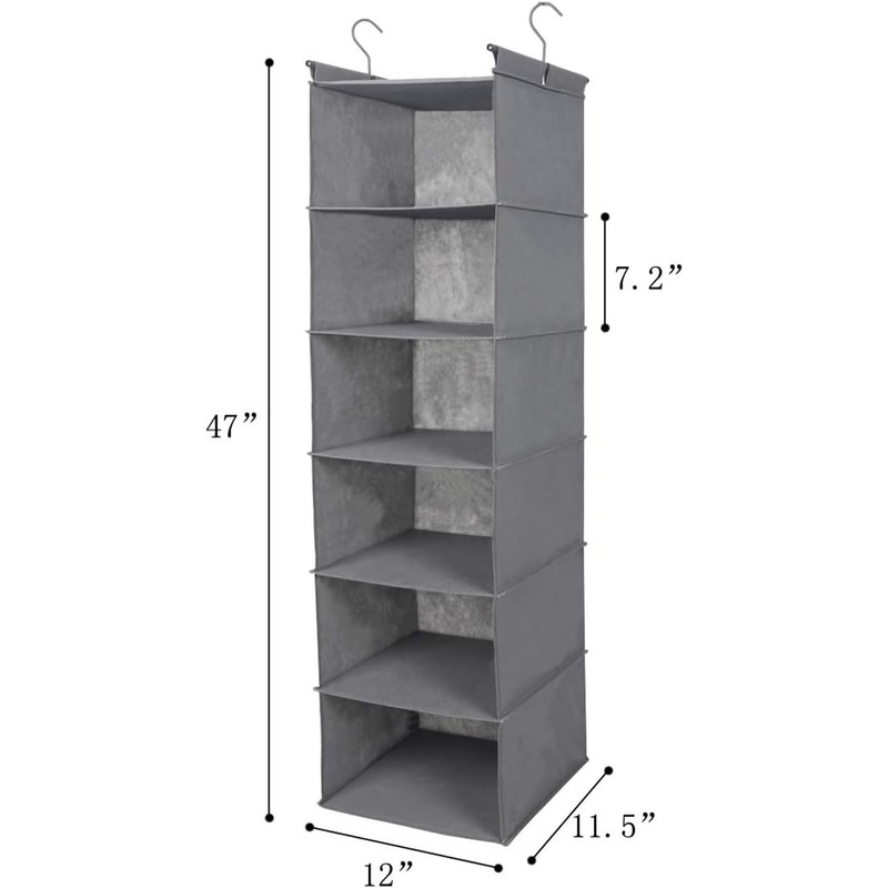 LOVJOYSE 6 Tier Shelf Hanging Closet Organizer, Closet Hanging Shelf