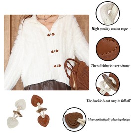 RHQFDM Leather Toggle Clasps, 8 Pairs, Leather Toggle Buttons, Windbreaker, Brown Resin Toggle Buttons with Clasp for Decorating Sweaters, Jackets and Trench Coats