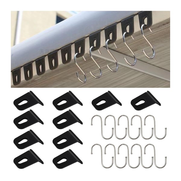 Adunsiaoto Pack of 10 RV Awning Hooks, Portable Piping Rail