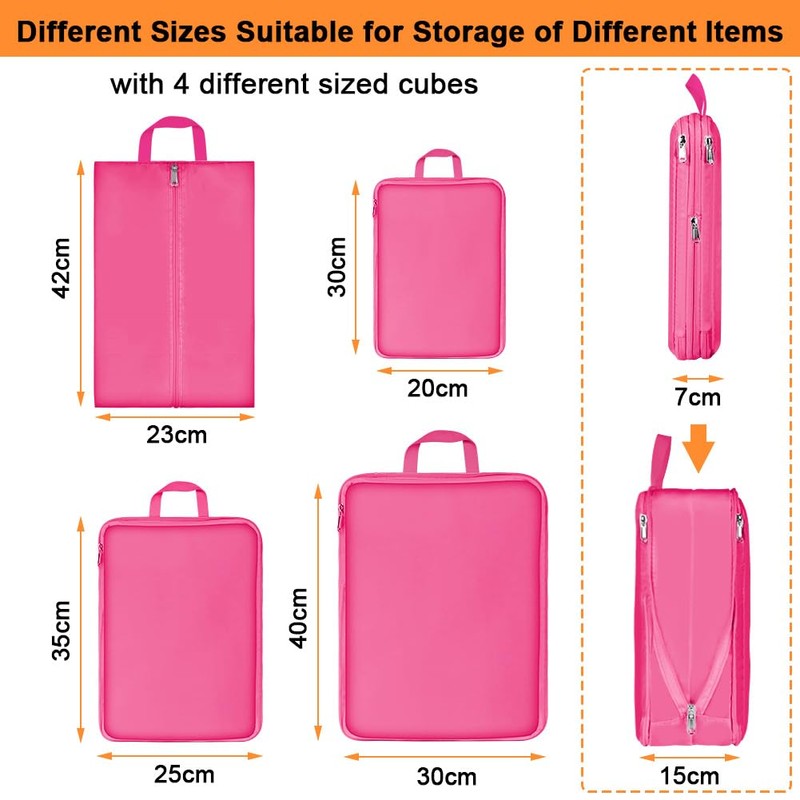 OSDUE 4-Piece Packing Cube Set for Suitcase, Travel Organiser, Suitcase