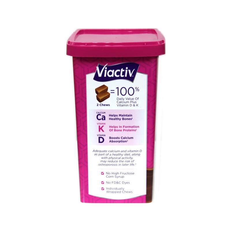 Viactiv Calcium +Vitamin D3 Supplement Soft Chews, Milk Chocolate, 100
