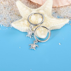 SILBERTALE S925 Sterling Silver Turtle Hoop Dangle Earrings Silver Trendy Beach Jewelry for Women