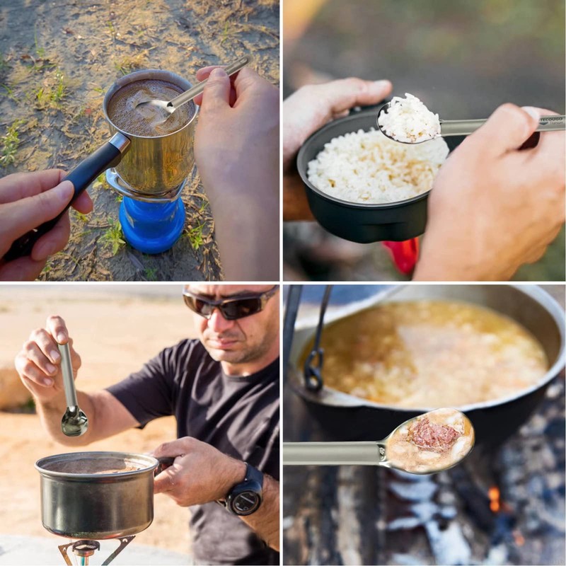 TITECOUGO Titanium Spoon, Camping Spoon Titanium Reusable Multitool Lightweight Camp