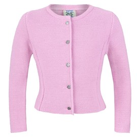 Isar-Trachten Children's Knitted Jacket 47065 Traditional Jacket Traditional Knitted Jacket for Girls Elegant Jacket for Children, lightpink