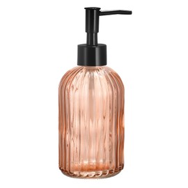 uxcell Soap Dispenser - 13.5Oz Glass Dish Hand Soap Dispenser with Black Pump for Kitchen Bathroom, Orange