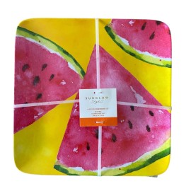 Sunglow Style Tropical Fruits MELAMINE Dinner Plates 4pc