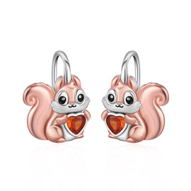 MEDWISE Squirrel Hoop Earrings 925 Sterling Silver Animal Dangle Drop Dangling Earrings Squirrel Jewelry Gifts for Women Daughter