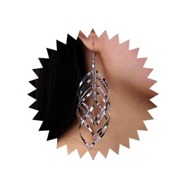 Aneneiceera Punk Exaggerated Spiral Hoop Earrings Swirl Leaf Dangle Earrings Swirl Wire Earrings Geometric Swirl Wave Earrings Abstract Leaf Tassel Earrings Jewelry for Women (Silver)