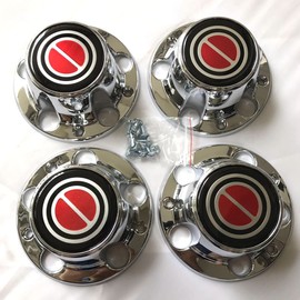 1980-1996 F150 Bronco Van Chrome Wheel Hub Center Caps RED Center 4 PCS