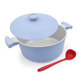 AIKENBBKK 5 Quart Lightweight Dutch Oven Pot with Lid, Ceramic Cooking Pot Nonstick, Aluminum Cookware for Stews Braising and Frying, Induction Pot for All Stoves, Stay-Cool Handle, PFOA Free, Blue
