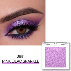 Erinde Glitter Shimmer Sparkle Eyeshadow Palette, Pink Purple Glitter Sparkle Eye Shadow Makeup, Single Monochrome Long-Lasting Eye Makeup, Smooth Formula Vegan & Cruelty-Free, C08 Pink Lilac Sparkle