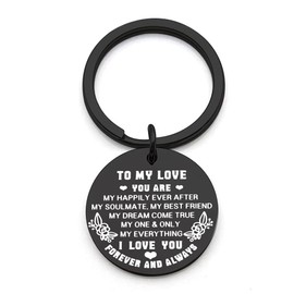 Gift Keychains for Boyfriend Husband Fiance - Wife Girlfriend Gifts for Valantines Day Birthday Anniversary Present for Hubby Wifey BF GF Vday Gifts for Him Her To My Love Black Keychain