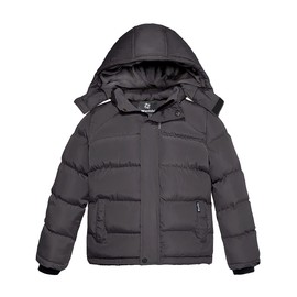 wantdo Boy's Waterproof Winter Jacket Hooded Puffer Coats Jackets Dark Gray Size 8