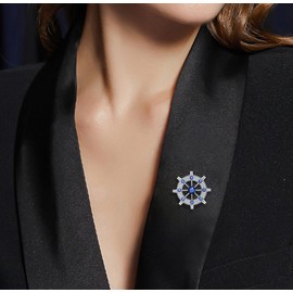 KristLand Gold Plated Rudder Brooch with Sparkly Zirconia Stone for Women Men Ships Wheel Brooch Pin Lapel Pin Badge Coat Suit Shirt Collar Wedding Party Birthday Gift